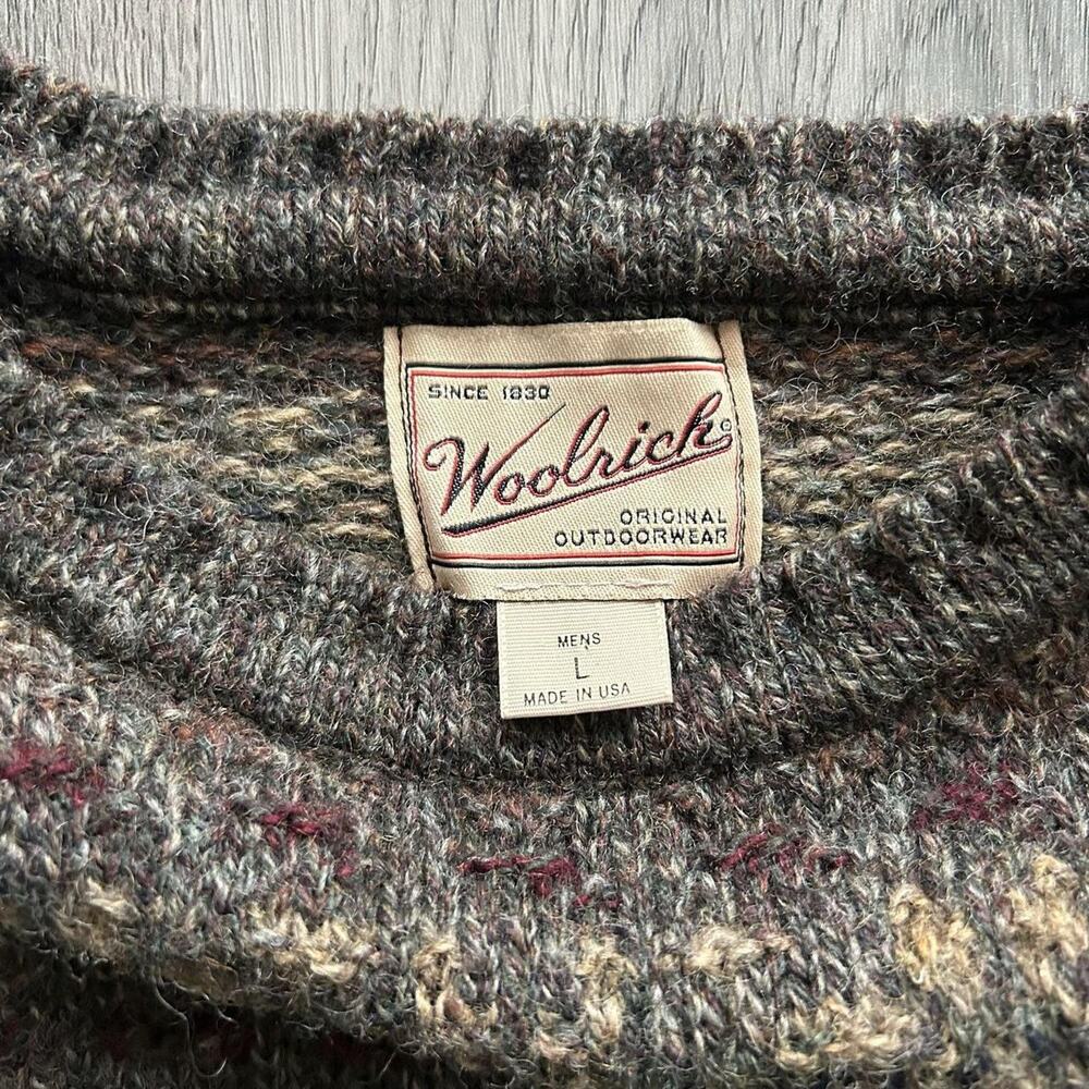 Beautiful Vintage 90s Woolrich Earth Tone Knit Sweater Made in USA Men's Large